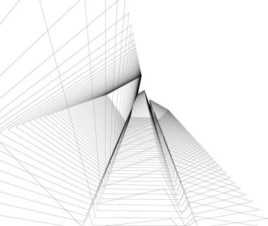 Mimari sanat konseptinde soyut çizgiler, minimum geometrik şekiller. 