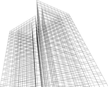 Arkaplanda mimari bina 3d illüstrasyon