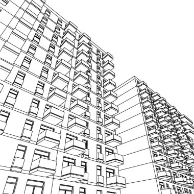 Mimari sanat konseptinde soyut çizgiler, minimum geometrik şekiller.