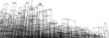 Arkaplanda mimari bina 3d illüstrasyon