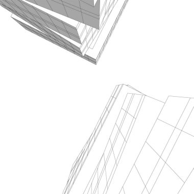 Mimari sanat konseptinde soyut çizgiler, minimum geometrik şekiller. 