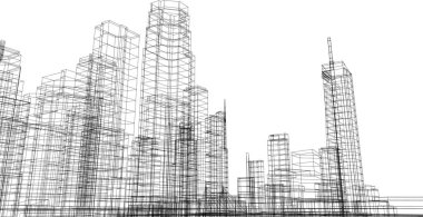 Mimari sanat konseptinde soyut çizgiler, minimum geometrik şekiller.