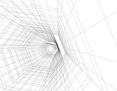 Mimari sanat konseptinde soyut çizgiler, minimum geometrik şekiller. 