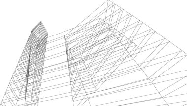 Mimari sanat konseptinde soyut çizgiler, minimum geometrik şekiller.