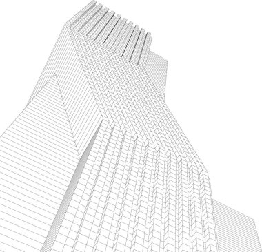 Arkaplanda mimari bina 3d illüstrasyon