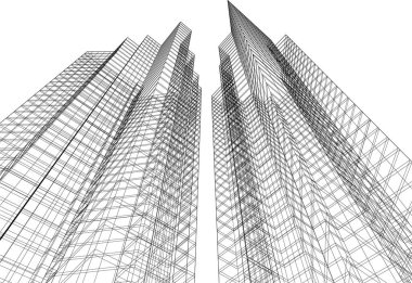 Mimari sanat konseptinde soyut çizgiler, minimum geometrik şekiller.