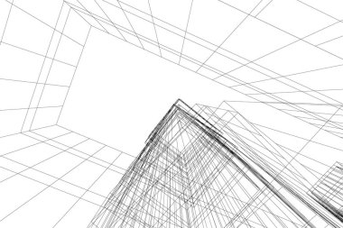 Mimari sanat konseptinde soyut çizgiler, minimum geometrik şekiller. 