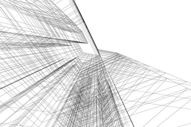 Mimari sanat konseptinde soyut çizgiler, minimum geometrik şekiller.