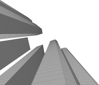 Mimari sanat konseptinde soyut çizgiler, minimum geometrik şekiller. 