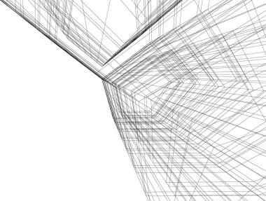 Mimari sanat konseptinde soyut çizgiler, minimum geometrik şekiller. 
