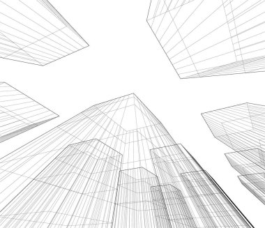 Mimari sanat konseptinde soyut çizgiler, minimum geometrik şekiller.