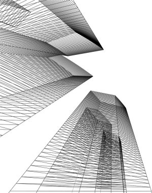 Arkaplanda mimari bina 3d illüstrasyon