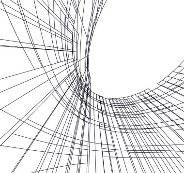 Mimari sanat konseptinde soyut çizgiler, minimum geometrik şekiller. 