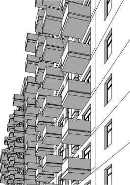 Mimari sanat konseptinde soyut çizgiler, minimum geometrik şekiller.
