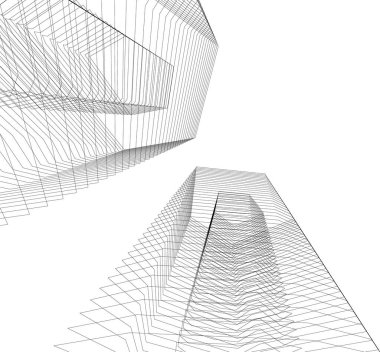 Mimari sanat konseptinde soyut çizgiler, minimum geometrik şekiller. 