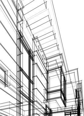 Mimari sanat konseptinde soyut çizgiler, minimum geometrik şekiller.