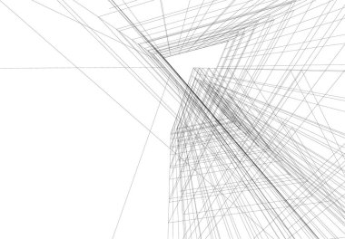 Mimari sanat konseptinde soyut çizgiler, minimum geometrik şekiller. 