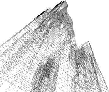 Mimari sanat konseptinde soyut çizgiler, minimum geometrik şekiller. 