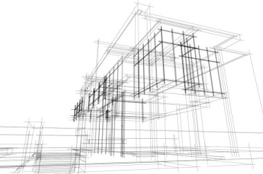 Mimari sanat konseptinde soyut çizgiler, minimum geometrik şekiller. 