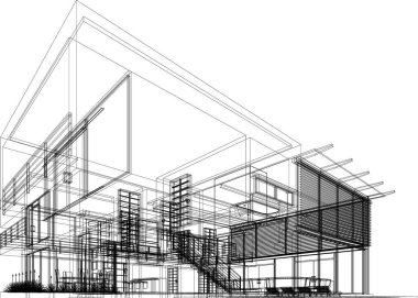 Mimari sanat konseptinde soyut çizgiler, minimum geometrik şekiller.