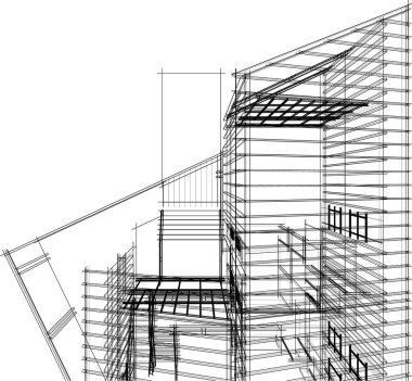 Mimari sanat konseptinde soyut çizgiler, minimum geometrik şekiller.