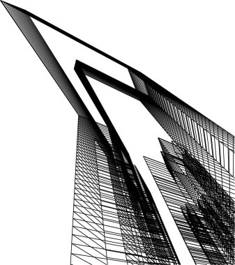 Mimari sanat konseptinde soyut çizgiler, minimum geometrik şekiller. 