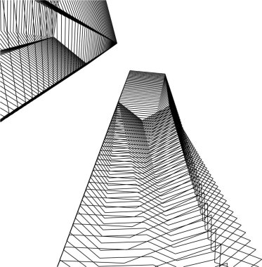 Mimari sanat konseptinde soyut çizgiler, minimum geometrik şekiller. 