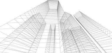 Mimari sanat konseptinde soyut çizgiler, minimum geometrik şekiller. 