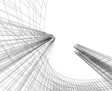 Mimari sanat konseptinde soyut çizgiler, minimum geometrik şekiller. 