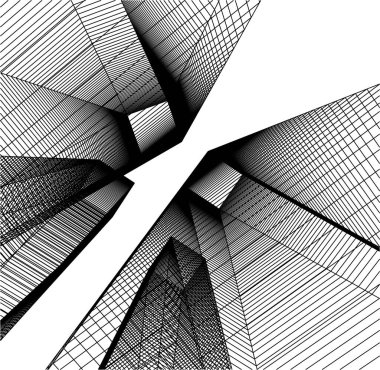 Mimari sanat konseptinde soyut çizgiler, minimum geometrik şekiller. 