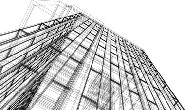 Mimari sanat konseptinde soyut çizgiler, minimum geometrik şekiller.