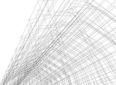 Mimari sanat konseptinde soyut çizgiler, minimum geometrik şekiller. 