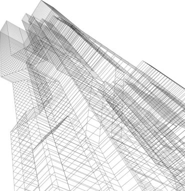 Mimari sanat konseptinde soyut çizgiler, minimum geometrik şekiller.