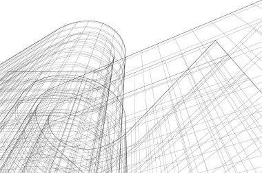 Mimari sanat konseptinde soyut çizgiler, minimum geometrik şekiller. 