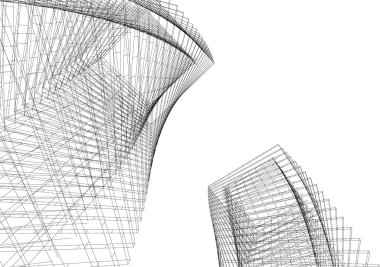 Mimari sanat konseptinde soyut çizgiler, minimum geometrik şekiller.