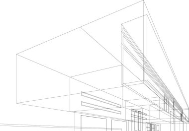 Mimari sanat konseptinde soyut çizgiler, minimum geometrik şekiller. 