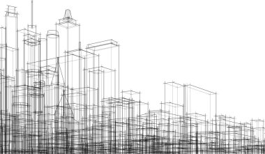 Mimari sanat konseptinde soyut çizgiler, minimum geometrik şekiller. 