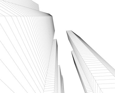 Mimari sanat konseptinde soyut çizgiler, minimum geometrik şekiller. 