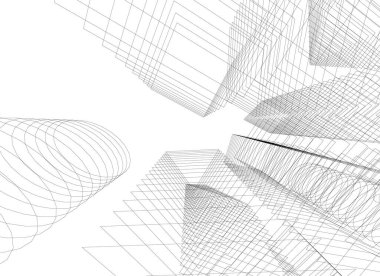 Mimari sanat konseptinde soyut çizgiler, minimum geometrik şekiller. 