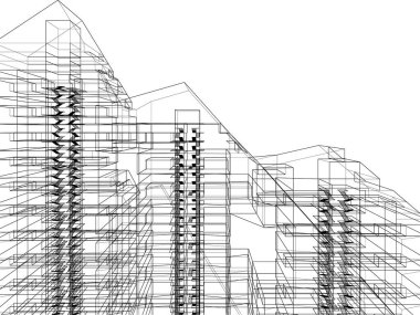 Mimari sanat konseptinde soyut çizgiler, minimum geometrik şekiller.