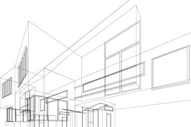 Mimari sanat konseptinde soyut çizgiler, minimum geometrik şekiller. 