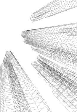 Mimari sanat konseptinde soyut çizgiler, minimum geometrik şekiller. 