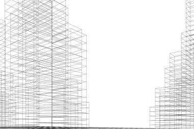 Mimari sanat konseptinde soyut çizgiler, minimum geometrik şekiller.
