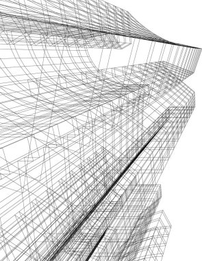 Mimari sanat konseptinde soyut çizgiler, minimum geometrik şekiller.