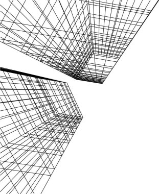 Mimari sanat konseptinde soyut çizgiler, minimum geometrik şekiller. 