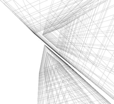 Mimari sanat konseptinde soyut çizgiler, minimum geometrik şekiller. 