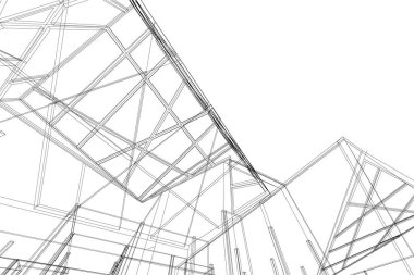 Mimari sanat konseptinde soyut çizgiler, minimum geometrik şekiller. 