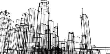 Mimari sanat konseptinde soyut çizgiler, minimum geometrik şekiller. 