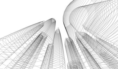 Mimari sanat konseptinde soyut çizgiler, minimum geometrik şekiller.