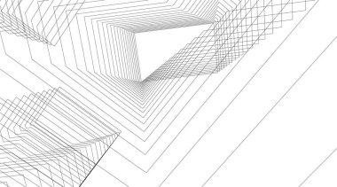 Mimari sanat konseptinde soyut çizgiler, minimum geometrik şekiller. 